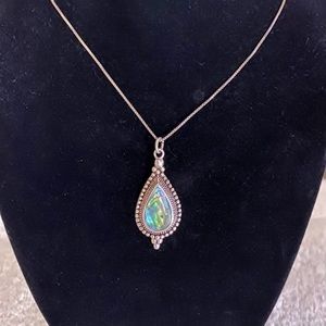 925 sterling silver abalone Paua Shell Necklace VTG